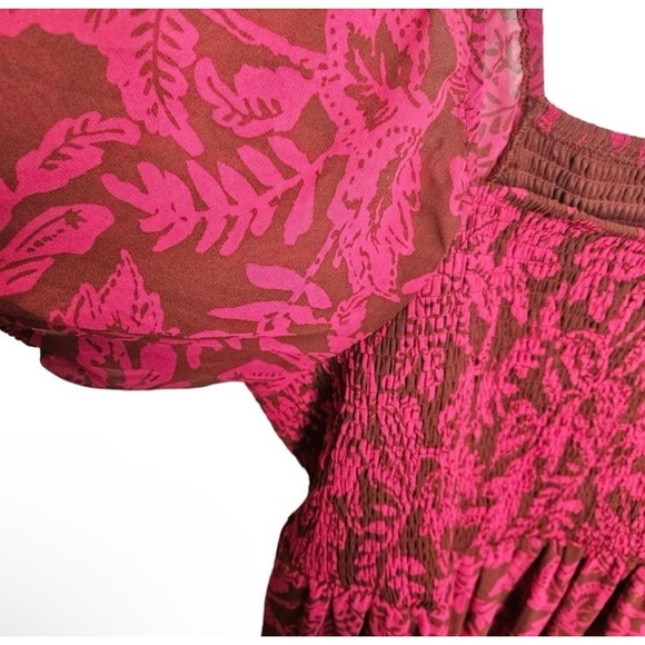 Torrid Leaves Tea Length Smocked Bodice Dress Size 4 Coquette Fairycore Romantic - Picture 6 of 11